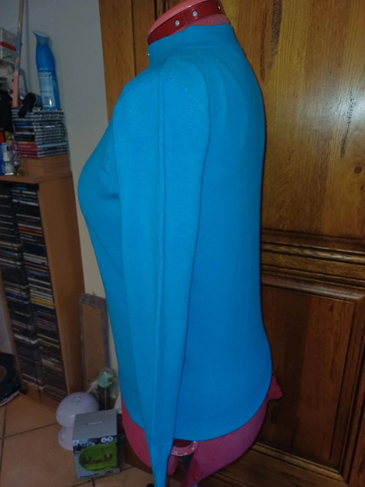 Blue sweater with rhinestone collar by REN MODA size 38/40 – photo 3